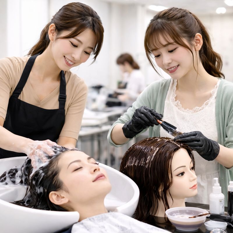 シャンプー・カラー実習イメージ